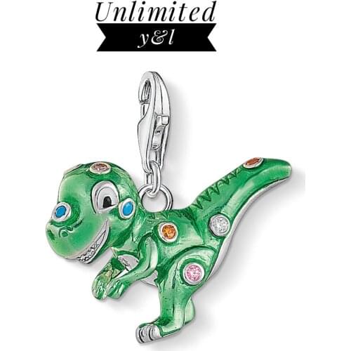 Green Dinosaur Charms for DIY Jewelry Making 925 Sterling Silver Fashion Jewelry Accessories Fit Thomas Style Bracelet Necklace