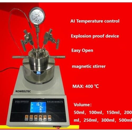 High pressure temperature Autoclave Reactor with magnetic stirrer 10mpa max 400C customizable 50ml,100ml,150ml,200ml,250ml,300ml