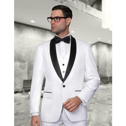 High Quality White Groom Tuxedos Mans Wedding Blazer Suits Adults Jacket Waistcoat Trousers Sets (Jacket+Pants+Vest+Tie) NO:267