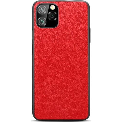 2019 New 4 Colors Genuine Leather Back Cover For iPhone 11 Pro Max 5.8 6.1 6.5 Black Rubber Silicone Full Edge All Around