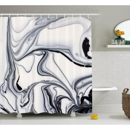 Marble Shower Curtain Trippy Mix of Colors with Unusual Forms Creative Paintbrush Style Image Bathroom Waterproof Curtains