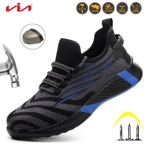 New Men Women Work Safety Shoes Anti-puncture Working Sneakers Male Indestructible Work Shoes Men Boots Safety Boots