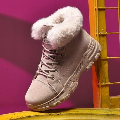 2020 Winter Boots Women Sneakers Outdoor Casual Shoes For Women Lace-up Rubber Trend Shoes Leisure Shoes Warm Shoes