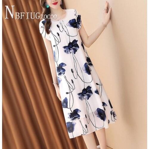 Europe Flower Printed Women Dress 2021 Spring Loose Short Sleeve Female Dresses