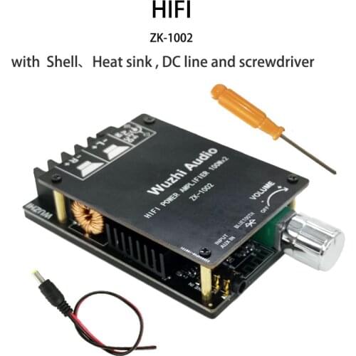 ZK-1002 HIFI TPA3116 Bluetooth 5.0 High Power Digital Amplifier Stereo Board 100W+100W AMP Amplificador Audio Home Theater