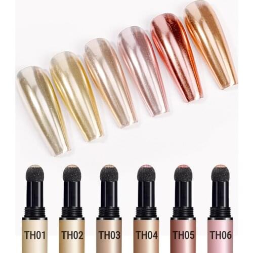 1PC Nail Glitter Mirror Powder Air Cushion Magic Pen Mermaid Effect Chrome Pigment For Decorations UV Gel Polish Dust Powder CYW