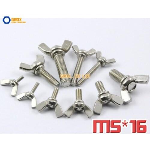10 Pieces M5 x 16mm 304 Stainless Steel Wing Bolt Butterfly Screw Bolt
