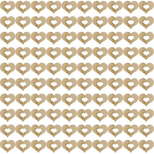 100pcs Blank Mini Hollow Wooden Heart Embellishments Crafts Wedding Decor 10mm