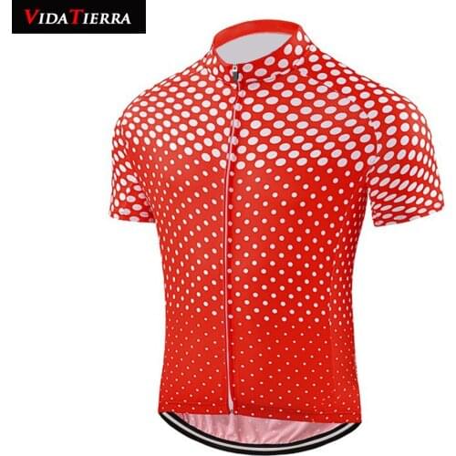 2019 VIDATIERRA men cycling jersey red white dots style pro racing team Maillot ciclismo short sleeve Summer classic lucky