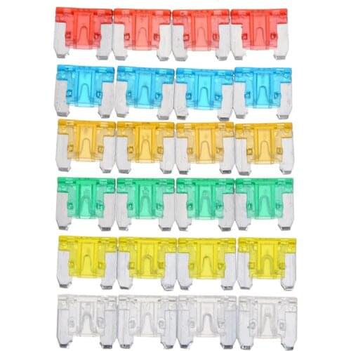 24pcs Micro Mini Blade Fuse Auto Car Truck Motorcycle Fuses 5A 10A 15A 20A 25A 30A Mixed Sizes Low Profile Kit