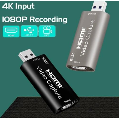 4K 1080P Video Capture Card USB3.0 2.0 HDMI Video Grabber Record Box for PS4 Game DVD Camcorder Camera Recording Live Streaming