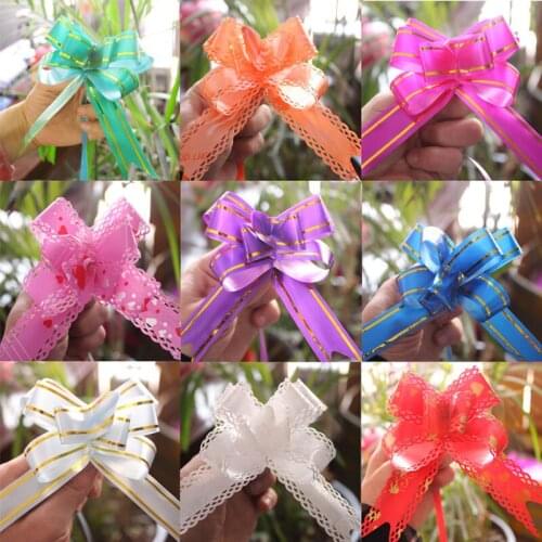 5 PCS Candy Box Wedding Garland 2.3cm Width Pull Bows Ribbon Hand Flower Gift Car Decoration Packing Wrap Random Send