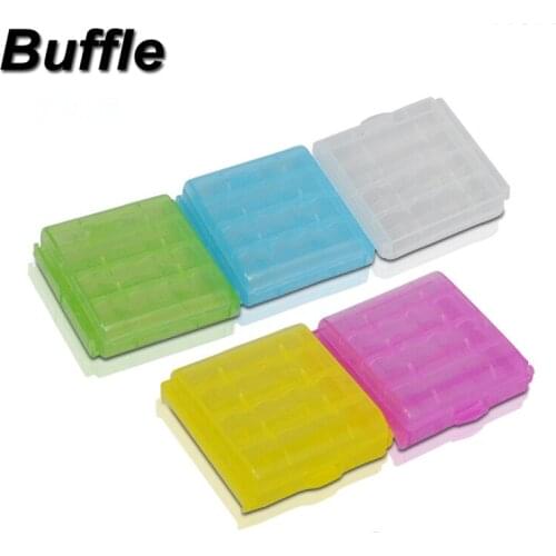 5pcs/lot Battery Storage Box for AA/AAA/14500 Coloful PP Material Protect Case for 5/7 Alkaline Cells Container with Hook Holder