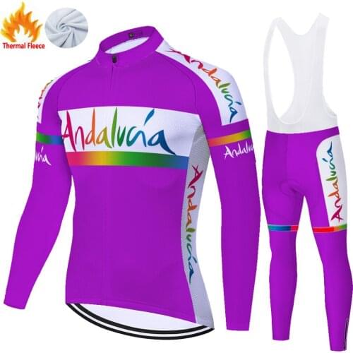 Andalucia Winter Thermal Fleece Tricota Invierno Conjunto Masculino Jersey Maillot Mallots Ciclismo Hombre Ropa Ciclismo Hombre