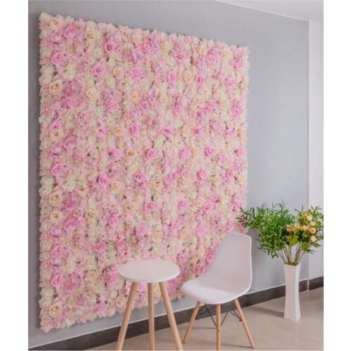 2019 lastest White or Hot pink wedding flower wall flower backdrop with aluminum pipe stand Wedding stage decoration