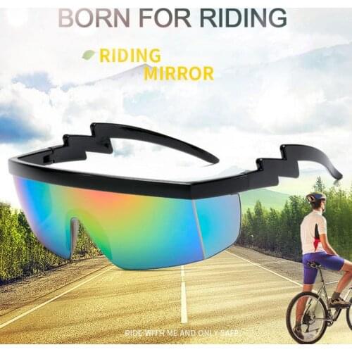 Large exaggerated curved frame sunshade large mirror sunglasses half mask cover