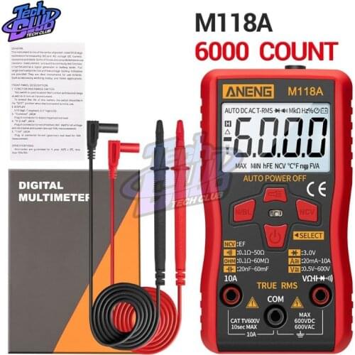 M118A Digital Mini Multimeter Tester Auto Mmultimetro True Rms Tranistor Meter with NCV Data Hold 6000counts Flashlight