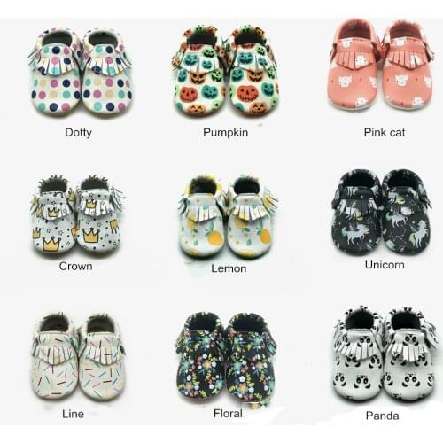 Soft Leather Shoes Printing Design Animal Baby Crowling Slipper Genuine Leather Baby Moccasins