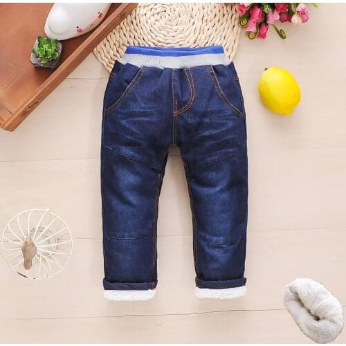 BibiCola winter boys denim pants new kids casual cotton thick warm long pants for children boys jeans trousers clothing 1-5Y