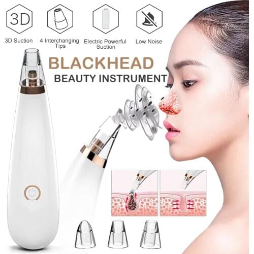Electric Blackhead Remover Vacuum Portable Facial Pore Cleanser USB Rechargeable With 3 Cleaning Tips