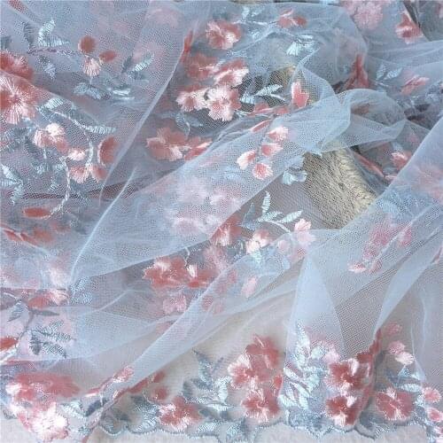 Exquisite Embroidered Small Floral Tulle Fabric For Dress Soft Sewing Patchwork Lace Accessories 3 Yards 129cm Wide