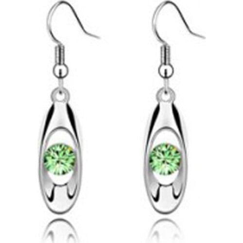 QiLeSen Fine jewelry 925 sterling silver suitable for ladies wedding earrings, I am a singer, Olive color. earrings YW119