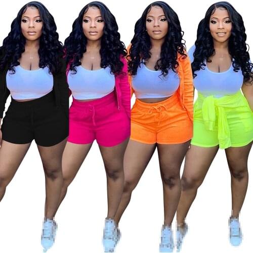 Shorts sets 3 piece set women 3 pieces sets women outfits tops female 2021 wholesale clothes shorts sexy female suits