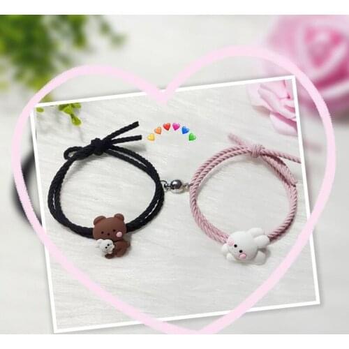 Cute Bear Bunny Attract Couples Bracelets 2pcs Woven Bracelet Gift for Boy Girl TT@88