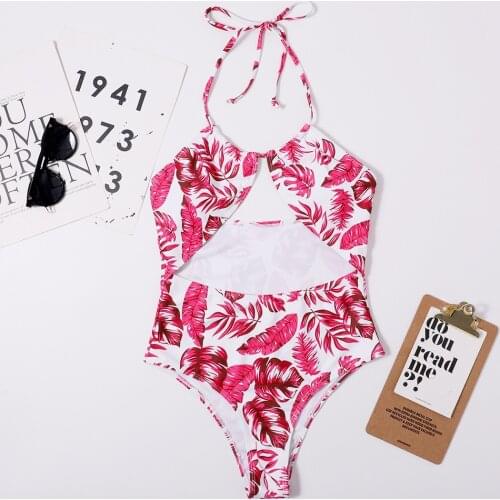 Fashion with Pad Swimwear Women One Piece Swimsuit Badpak Swim Suit New Lace Sexy High Waist Ladies Hollow Sling Beach Bikini
