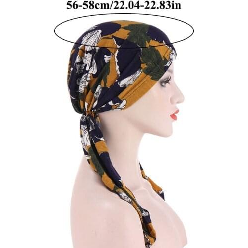 Muslim Simple Turban Hat Folds Night Cap Bonnet Hat Head Cover Resuable Sleep For Ladies Muslim Hijabs Head Accessories