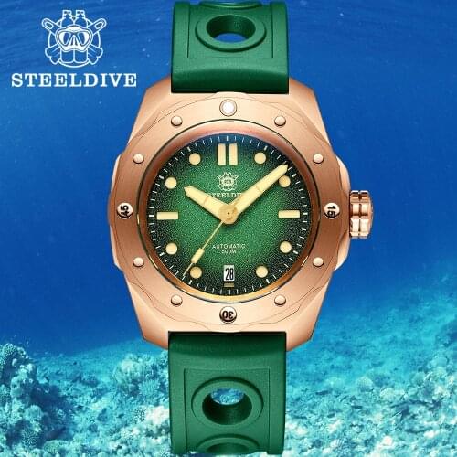 STEELDIVE SD1960S Sapphire Crystal Watch Mirror JAPAN NH35 Automatic Movement CUSN8 Bronze 500M Waterproof Mens Dive Watches