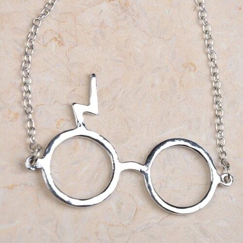 N338 European and American film peripheral classic glasses necklace geek scars lightning necklace