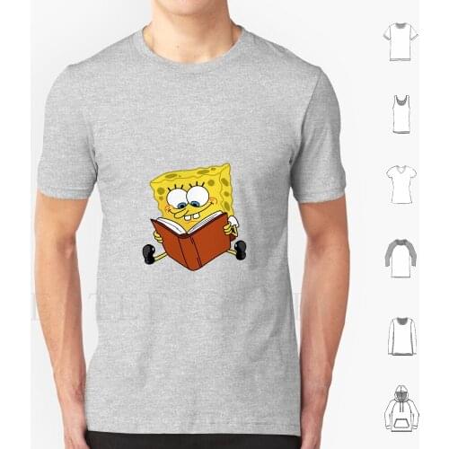 Reading Sticker T Shirt DIY Big Size 100% Cotton Spong Bob Reading Kids Cartoon Mobile Cover Mobile Case Totle Backpack Apron