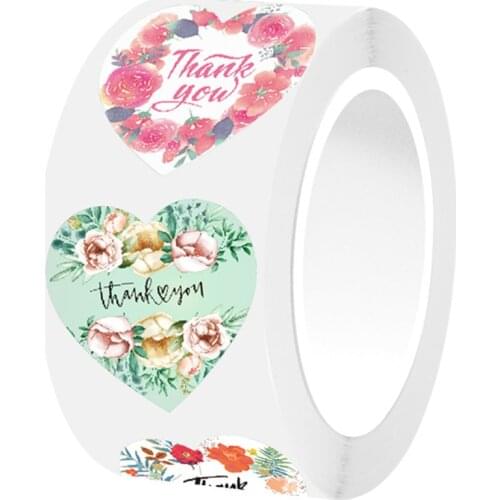 100-500pcs Love Heart Romantic Valentines Day Sticker Thank You Sealing Label for Holiday Wedding Handmade Birthday Party