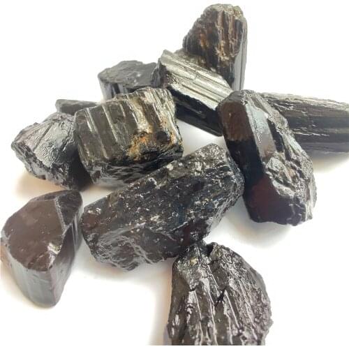 Natural Black Tourmaline Rough Crystal Pillar Crushed Stone Gemstone Collectibles Rough Rock Mineral Specimen Healing Stone Home