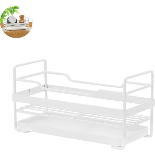 Non-Slip Iron Drain Shelf With A Pull-Out Drain Pan Multi-Purpose Kitchen Drain Rack Space Saving Hollowed Design For Washroom