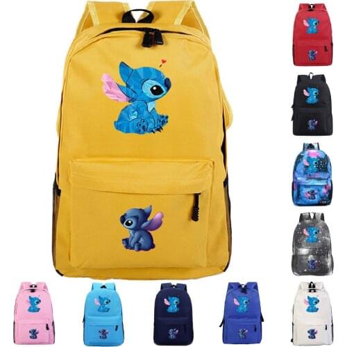 Disney 2021 New Interstellar Baby Stitch Pure Color Cartoon Pattern Wild Backpack Creative Travel Student School BackPack