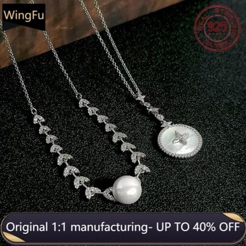 Fashion women s925 sterling silver white mother-of-pearl with natural pearl pendant necklace adjustable monaco jewelry gift