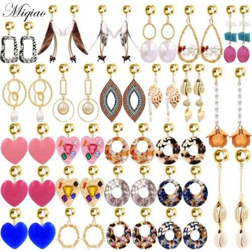 Miqiao 2pcs Explosive Bohemian Style Diamond-studded Long Pearl Tassel Conch Eyes Ear Piercing Piercing Jewelry