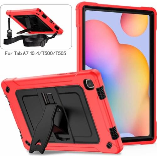 Shockproof Tablet Stand Case For Samsung Galaxy Tab A7 2020 SM-T500 T505 Children Silicone Plastic Hybrid Straps Case Fundas