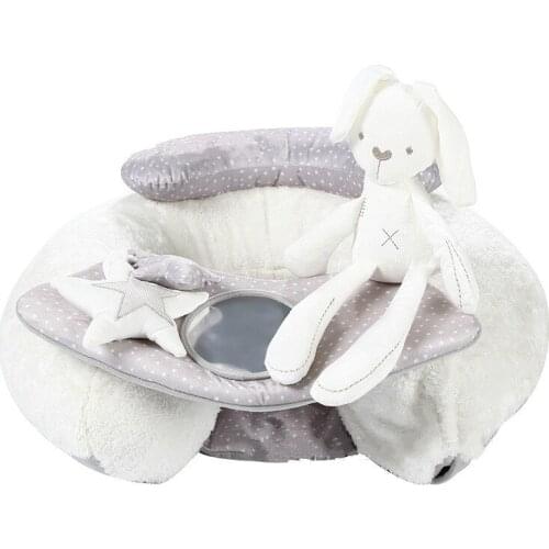 PV wool plush Soft Cute Baby Chair Seat Airbag Cushion Newborn baby Learning to sit Inflatable Sofa (without rabbit plush doll)