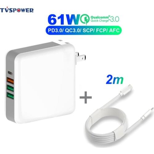 61W 45W PD Multiport Type-C Charger AC/DC Power Adapter QC3.0 USB Quick Charge Laptop Adapter For MacBook Air Pro iPhone Xiaomi
