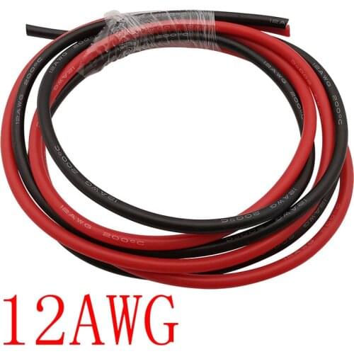 1Meter Black+1Meter Red 12AWG Ultra Flexible Heat-resistant Silicone Wire 12 Gauge Heatproof Soft Silicone Silica Gel Wire Cable