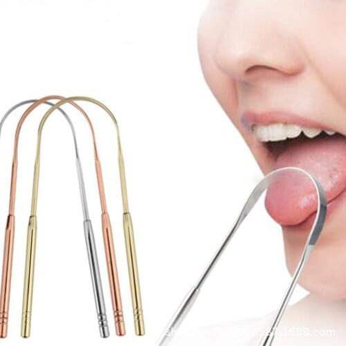 1PC Stainless Steel Tongue Scraper Brush Cleaning Scraper Oral Care Keep Fresh Breath Improve Oral Hygiene Tongue Cleaner Tools