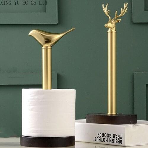 Pure Copper Kitchen Paper Towel Rack Vertical Light Luxury Cling Film Napkin Roll Paper Stick Oil-absorbing Paper Storage Rack