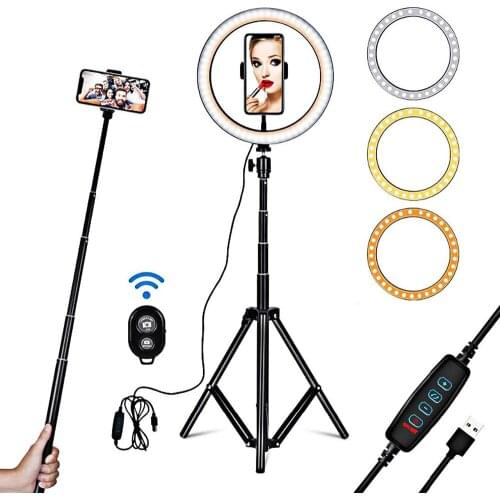 Photography 16/20/26cm Fill Light Ring Light LED Light Folding for Live Stream Makeup YouTube Video Tripod Stand Remote Shutter