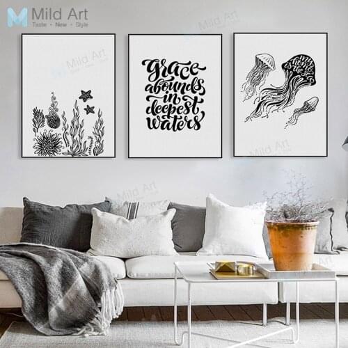 Typography Nautical Sea Animal Whale Poster Print Nordic Style Living Room Wall Art Picture Home Deco Canvas Painting Wallpaper