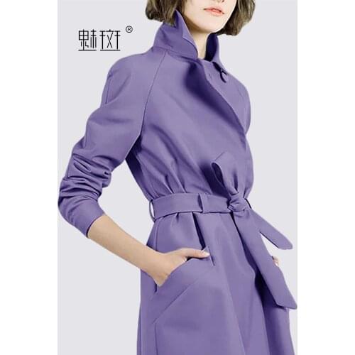 British medium and long windbreaker 2021 autumn new womens dress very silhouette hanging feeling lace up waist closing