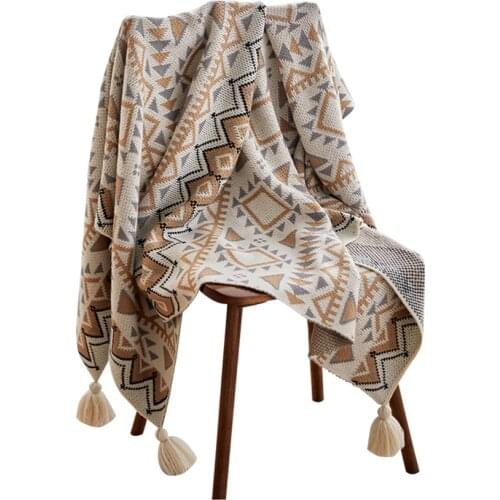 Knitting wool blanket Bohemian blanket nap blanket office blanket winter decoration sofa blanket Home decoration boho decor