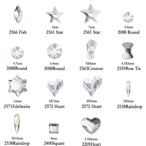 36pcs Fashion 3D Nail Art Crystal Different Shaped Diamond Crystal Flat Back Rhinestones Decoration Glitter Nails Accessoires